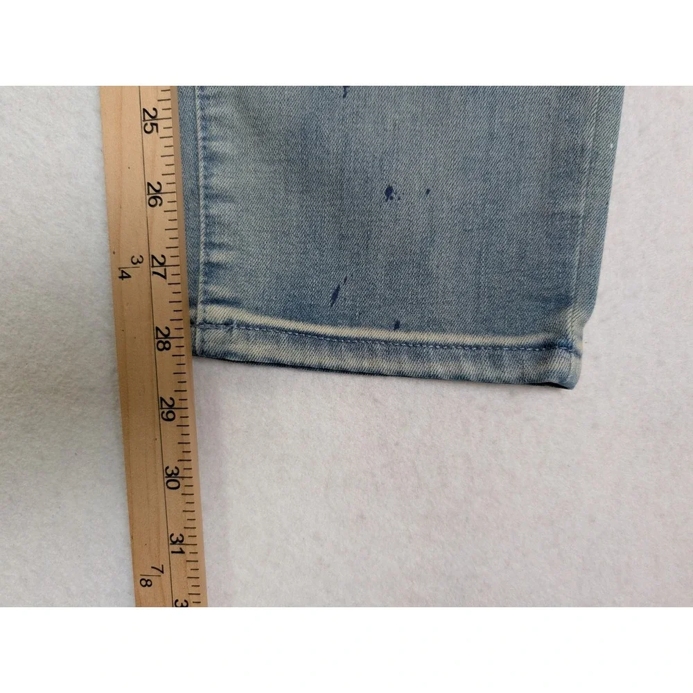 PacSun Mens Skinny Jeans 32 x 30 Paint Splatter Distressed Light Wash Blue